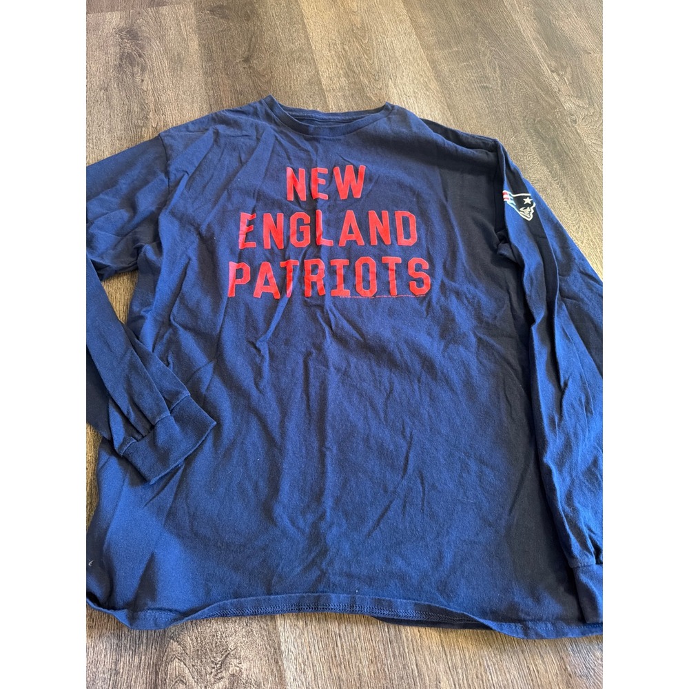 Junk Food Mens New England Patriots Long Sleeve T-Shirt Navy Blue Large NFL